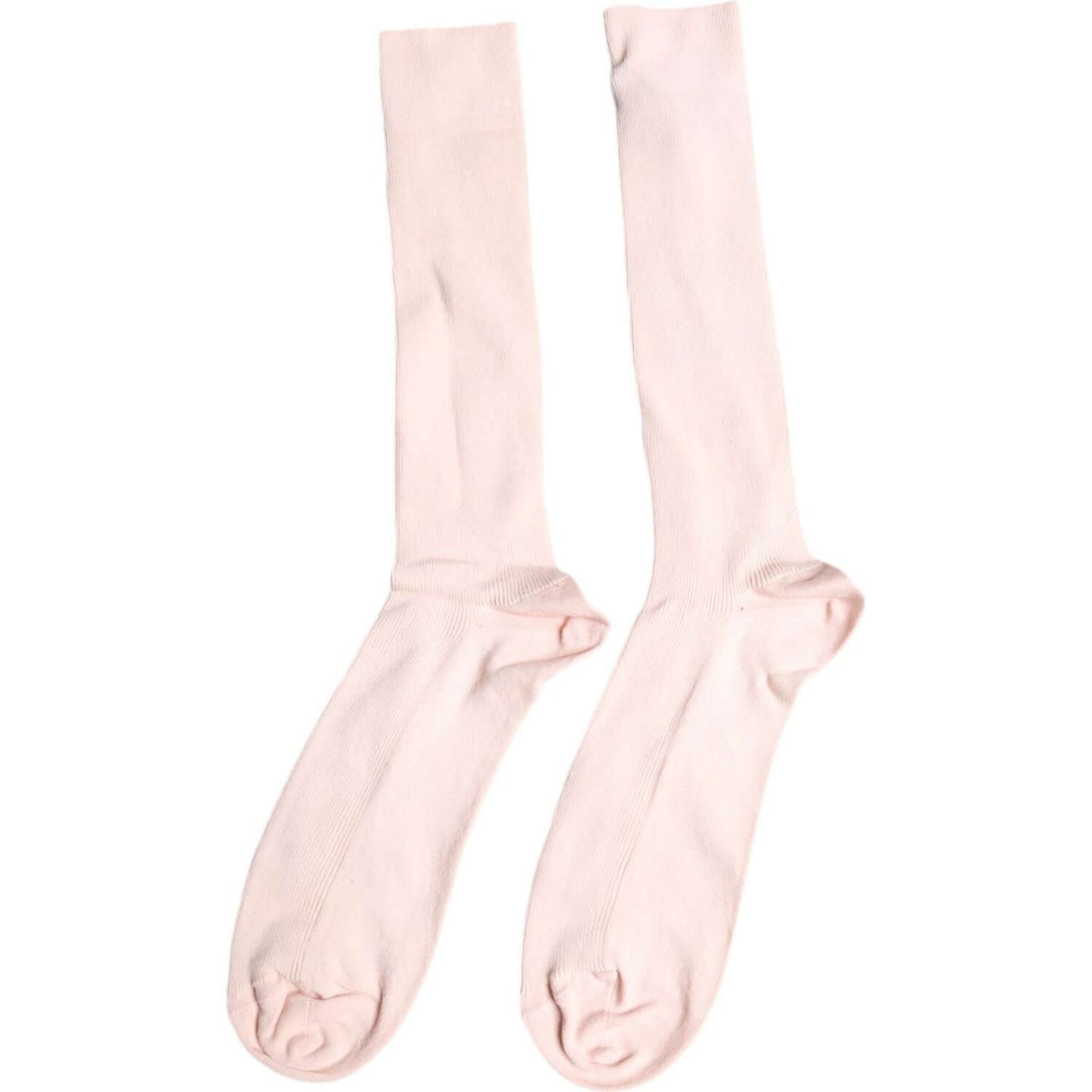 Dolce & Gabbana Ivory Cotton Stretch Logo Over Calf Socks Dolce & Gabbana Misty Rose