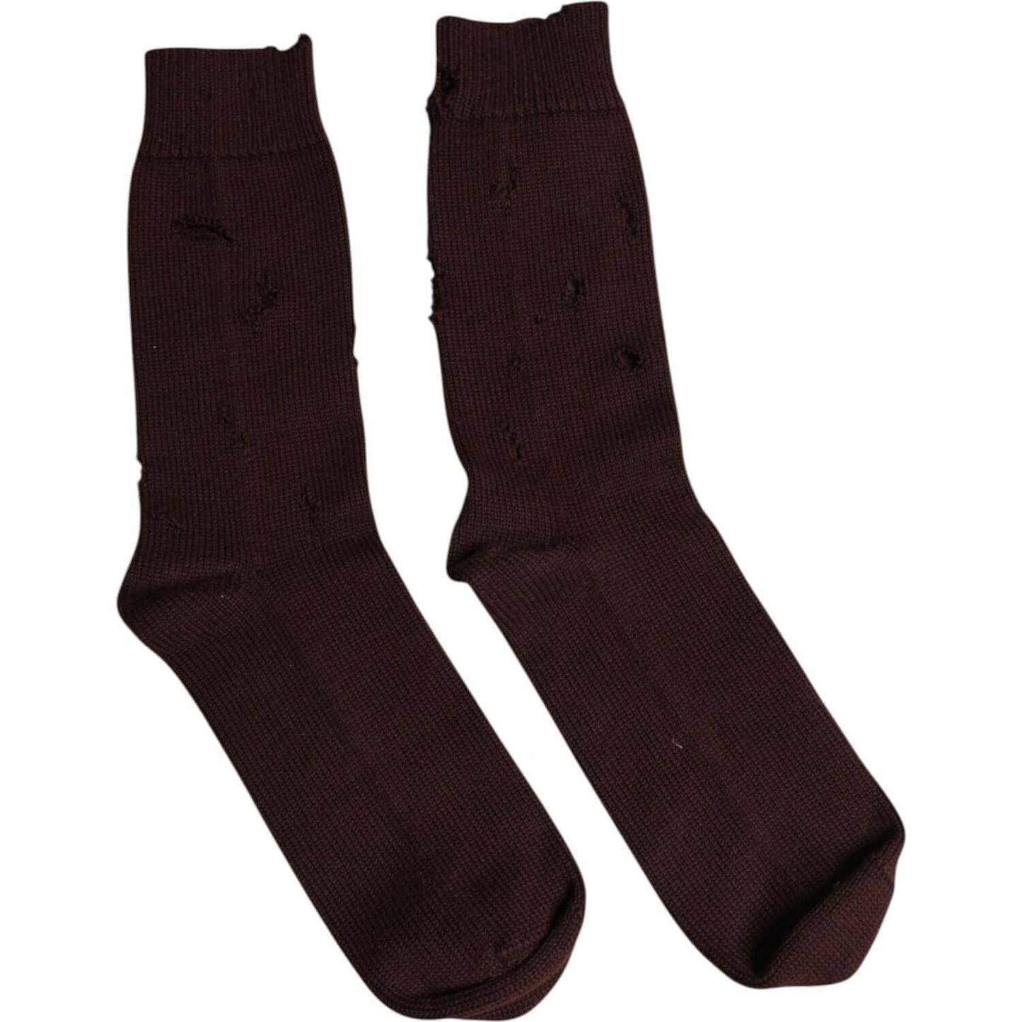 Dolce & Gabbana Brown Solid Cotton Stretch Mid Calf Socks Dolce & Gabbana Black