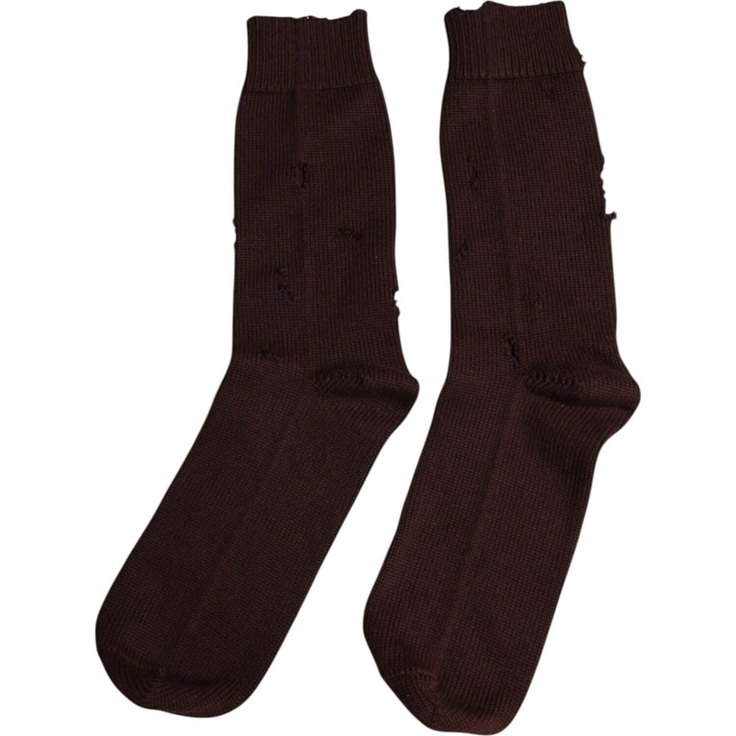 Dolce & Gabbana Brown Solid Cotton Stretch Mid Calf Socks Dolce & Gabbana Black