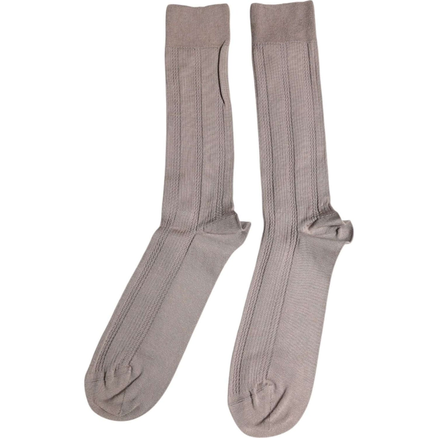 Dolce & Gabbana Brown Cotton Stretch Logo Over Calf Socks Dolce & Gabbana Rosy Brown