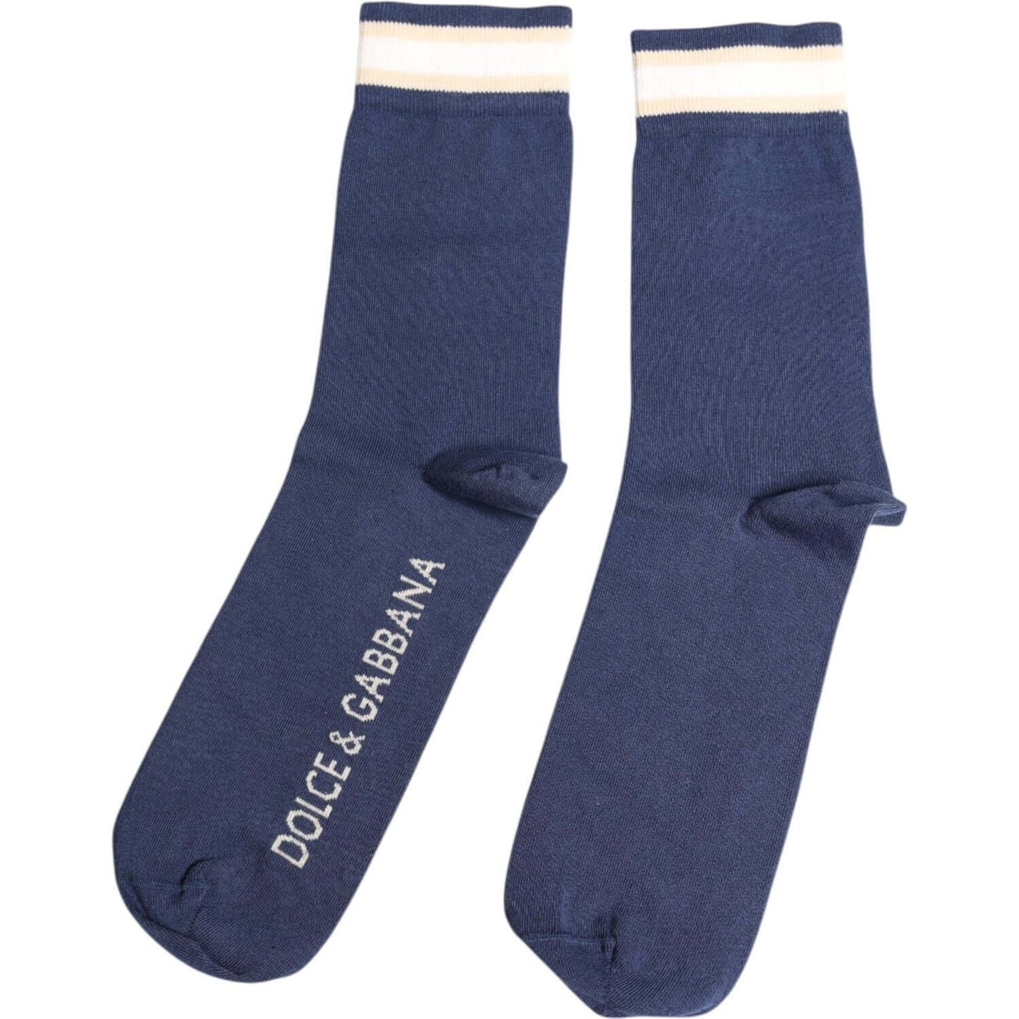 Dolce & Gabbana Blue Stretch DG Logo Print Mid Calf Socks Dolce & Gabbana Dark Slate Gray