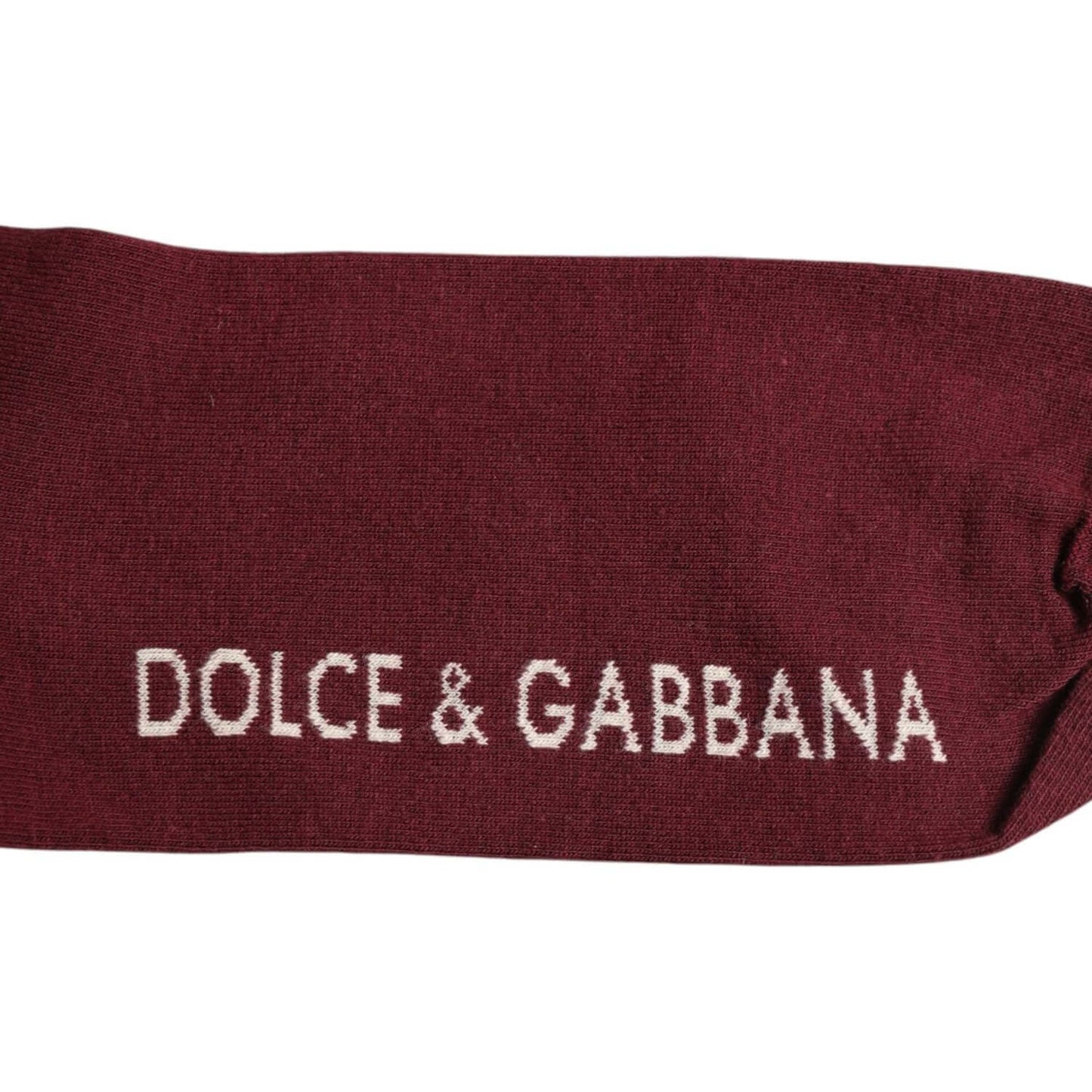 Dolce & Gabbana Burgundy Stretch Logo Print Mid Calf Socks Dolce & Gabbana Saddle Brown