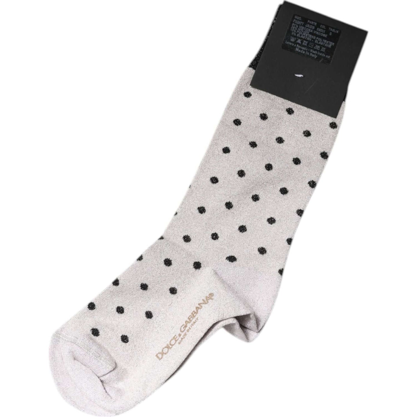 Dolce & Gabbana Gray Viscose Stretch Dotted Socks Dolce & Gabbana Light Gray