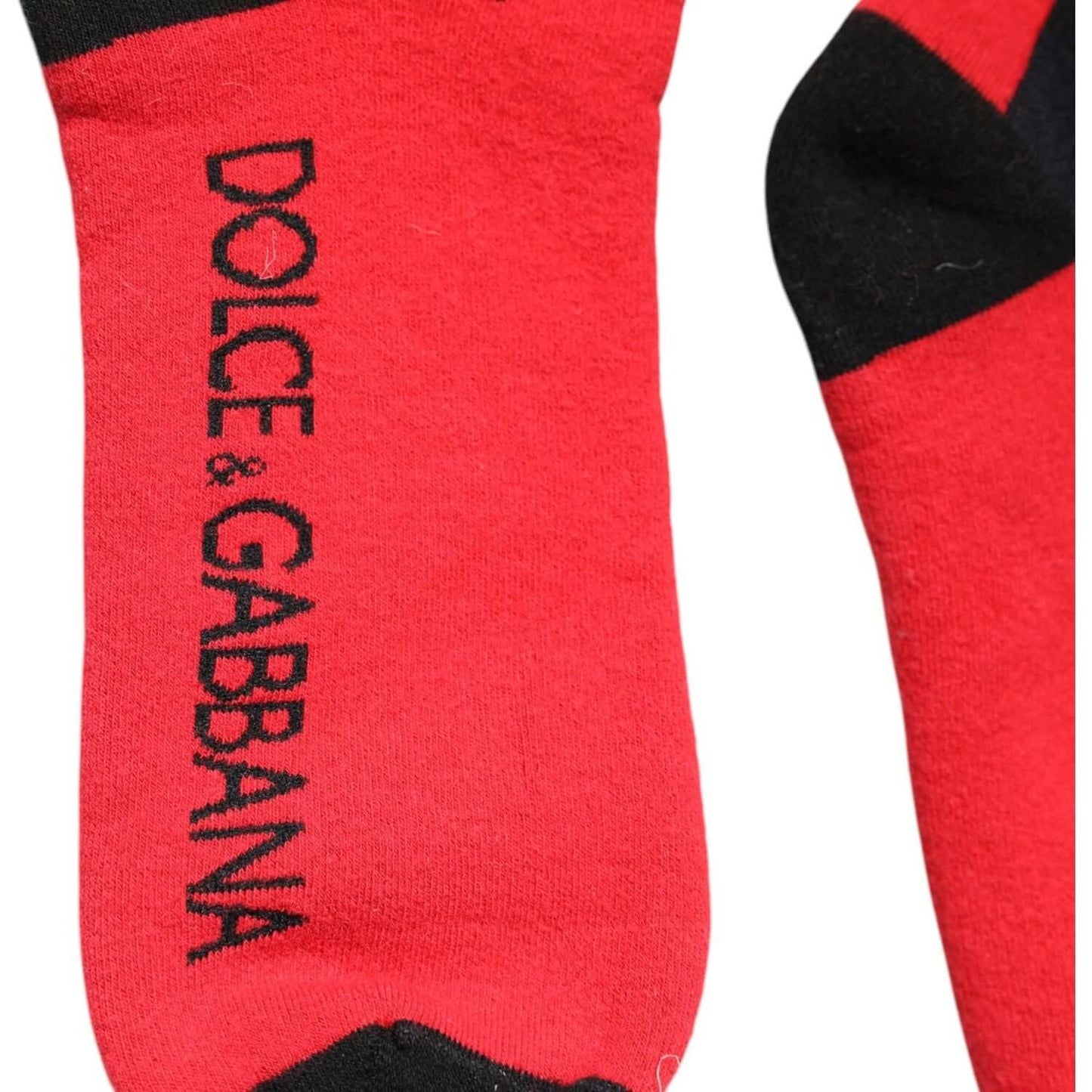 Dolce & Gabbana Red Cotton Stretch Printed Socks Dolce & Gabbana Tomato