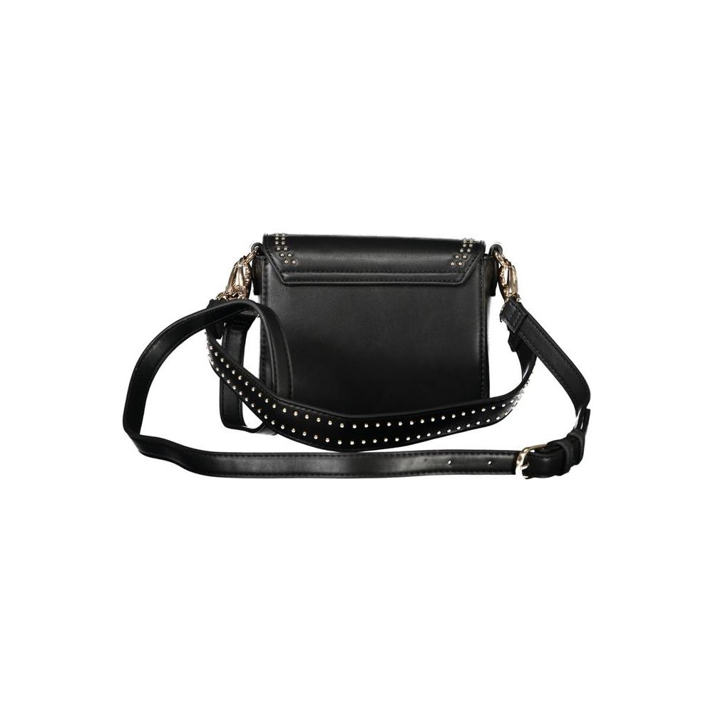 Valentino Bags black polyethylene women's handbag with contrasting details, eco-friendly chic fashion accessory.