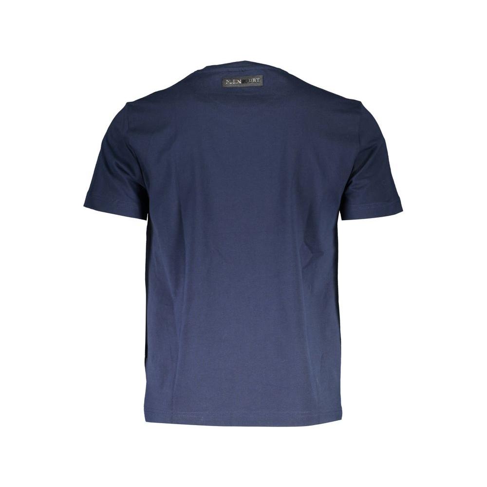 Back view of Plein Sport blue cotton men's t-shirt showcasing premium design and comfort