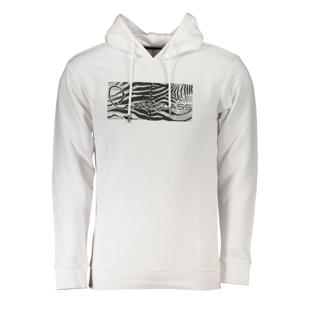 Cavalli Class White Cotton Men Sweater Cavalli Class Light Gray