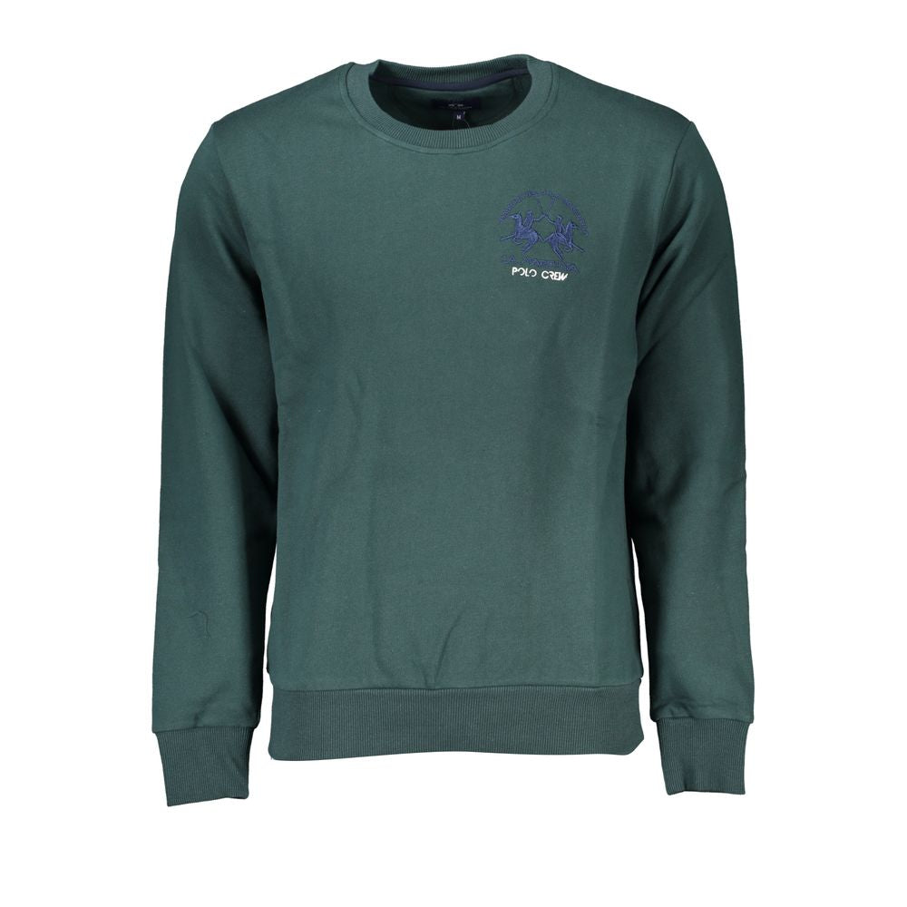 La Martina emerald cotton sweater, crew neck, regular fit, with embroidered logo, long sleeves, 100% breathable cotton.