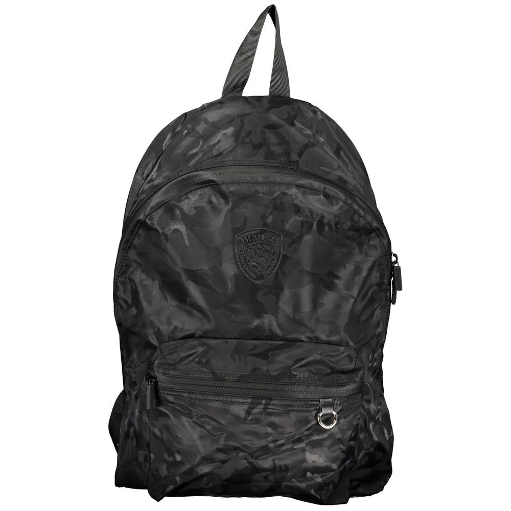 Blauer Sleek Urban Black Backpack with Laptop Sleeve and ergonomic handle for stylish urban explorers.