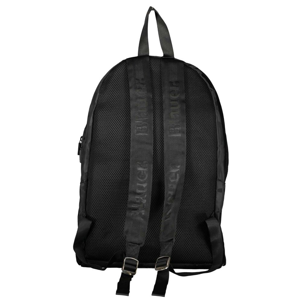 Back view of Blauer WEST Backpack in black, featuring adjustable straps and ergonomic handle for urban style and laptop storage.
