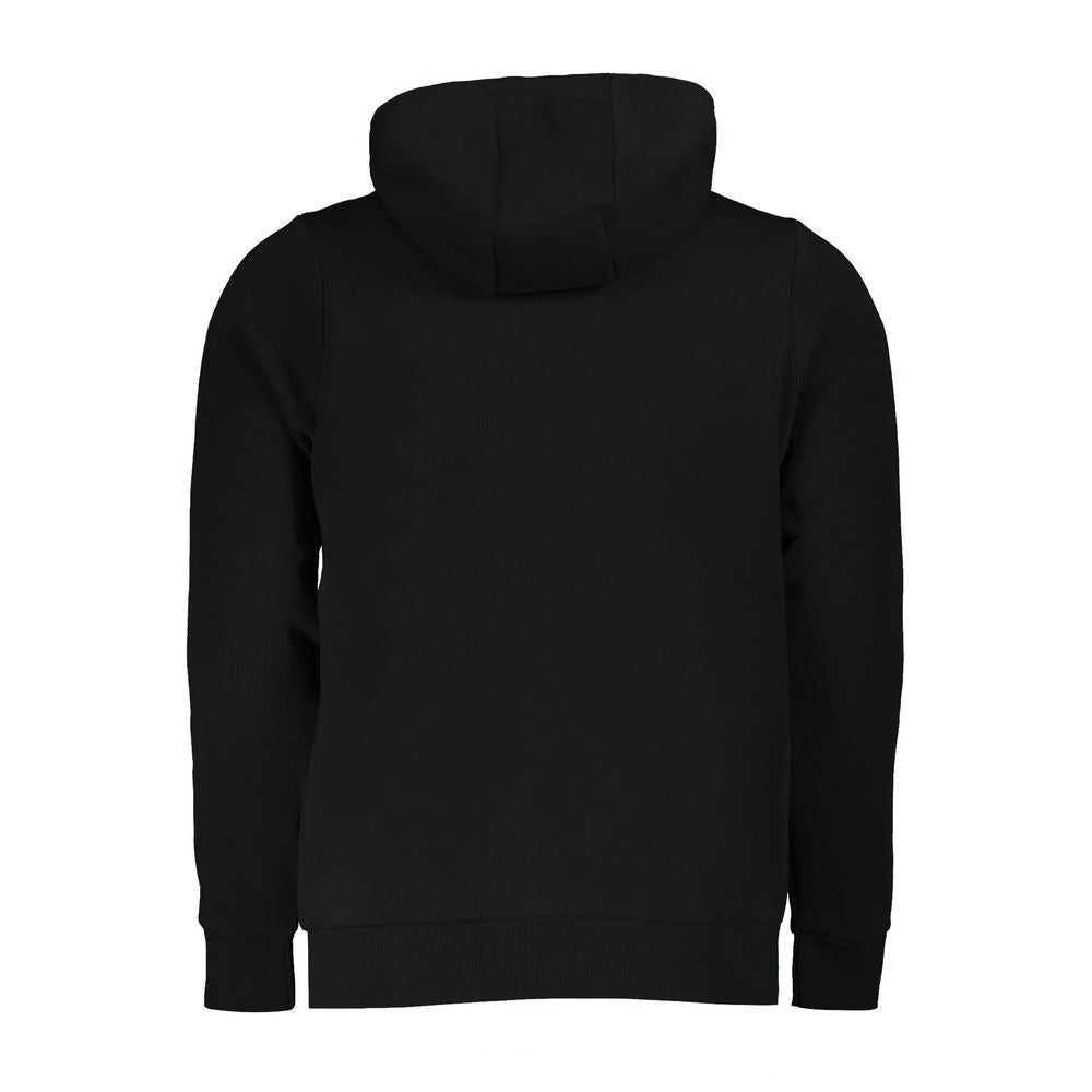 Back view of Norway 1963 Black Cotton Men Hooded Sweater, showcasing its sleek design and premium cotton-polyester blend.
