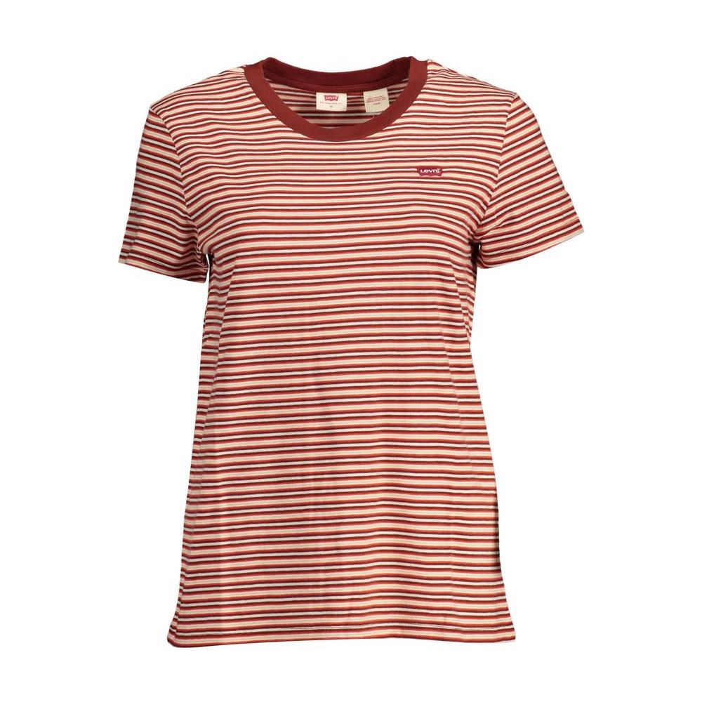 Levi's Red Stripe Cotton Women's T-Shirt with Round Neck and Iconic Logo