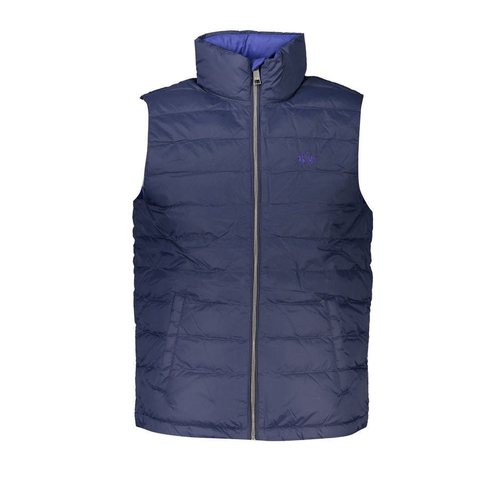 La Martina Sleek Sleeveless Embroidered Blue Jacket La Martina Dark Slate Gray