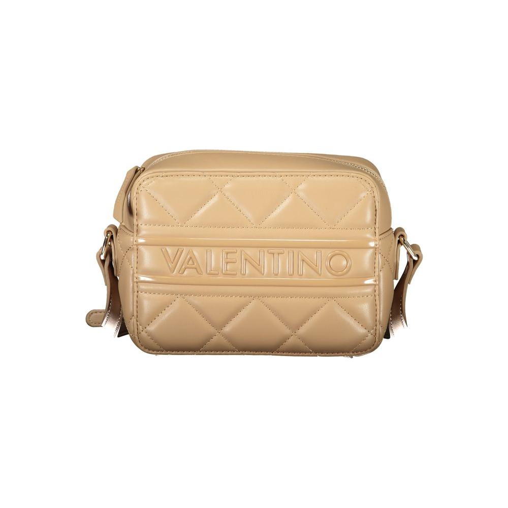 Valentino Bags beige women handbag made from polyethylene with adjustable strap and iconic logo, Italian elegance and style