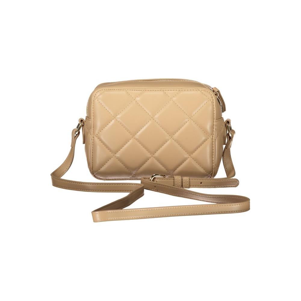 Valentino Bags beige polyethylene handbag for women with adjustable strap and quilted design, featuring iconic logo.