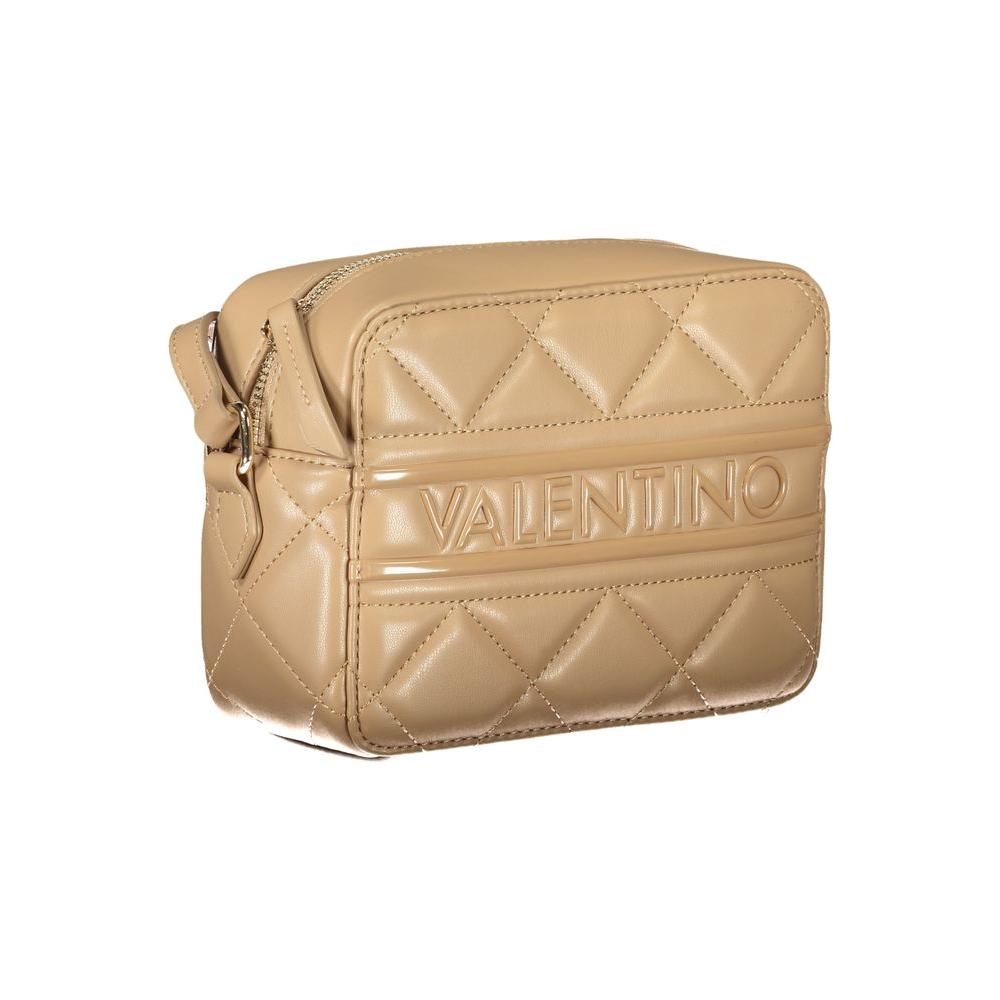 Valentino Bags Beige Polyethylene Shoulder Handbag with Iconic Logo and Adjustable Strap