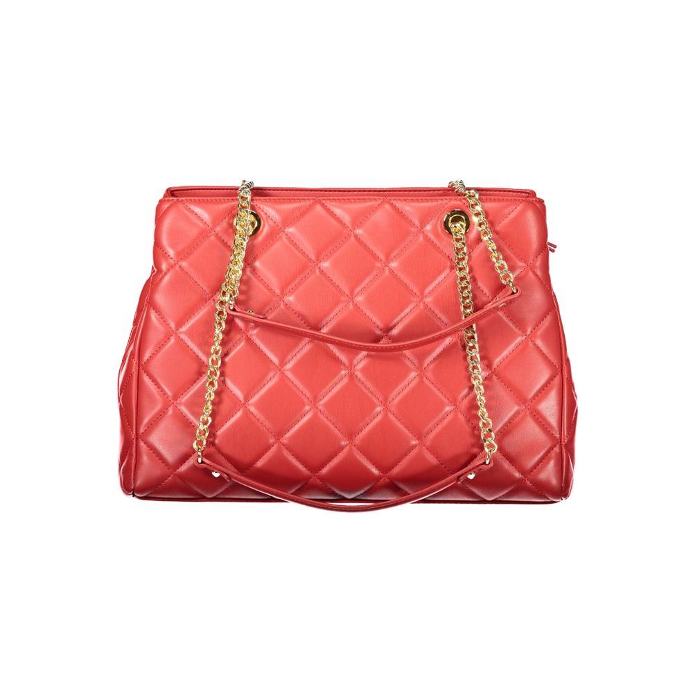 Red Valentino polyethylene handbag with gold chain, two compartments, and elegant design tailored for women.