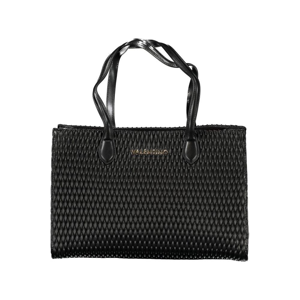 Valentino Bags black polyethylene handbag with duo-handle, automatic closure, and chic design. Eco-friendly fashion accessory for women.