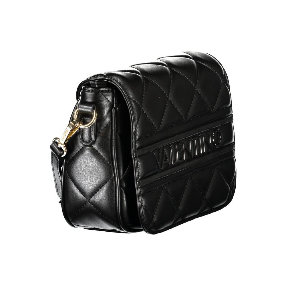 Valentino Bags black polyethylene women handbag with quilted design and adjustable shoulder strap, epitome of urban chic and contemporary luxury.