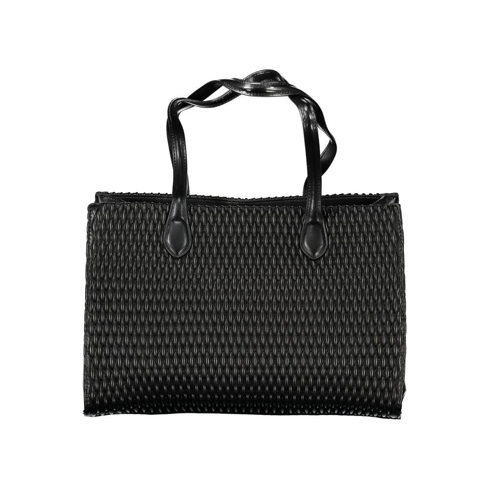 Valentino Bags Black Polyethylene Women Handbag with duo-handle, eco-conscious design, and sleek silhouette.