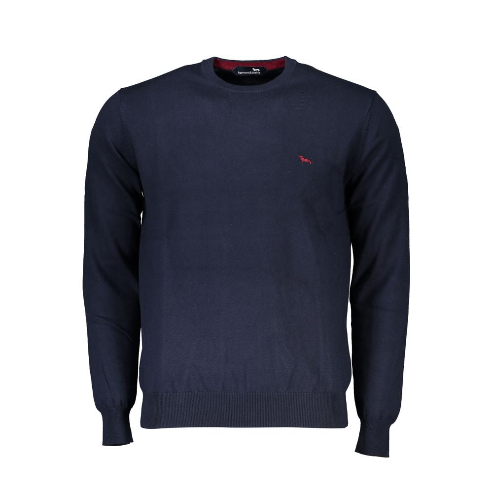 Harmont & Blaine Crew Neck Embroidered Blue Sweater Harmont & Blaine Dark Slate Gray