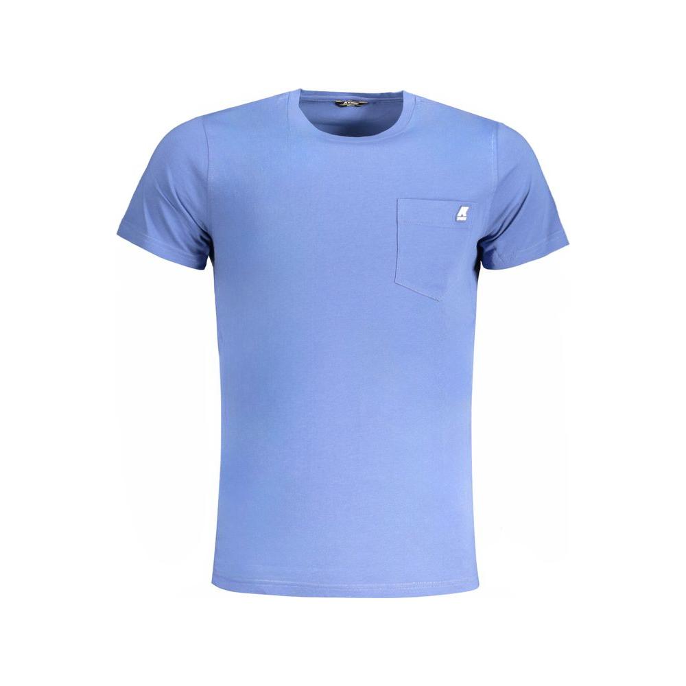 K-WAY blue cotton t-shirt with short sleeves, crew neck, one pocket, contrast details, and logo.