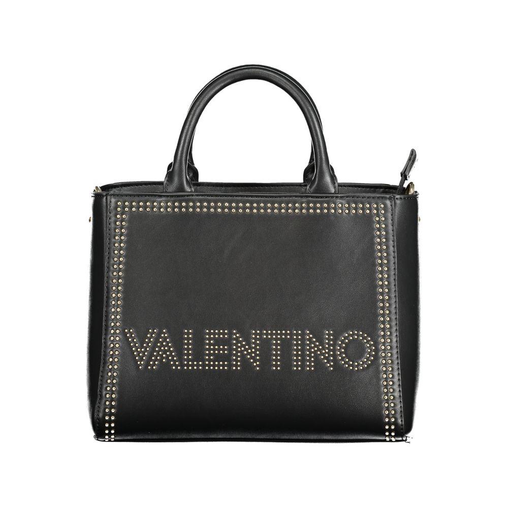 Valentino Bags black polyethylene women's handbag with studded logo and handles, stylish and durable for versatile fashion.