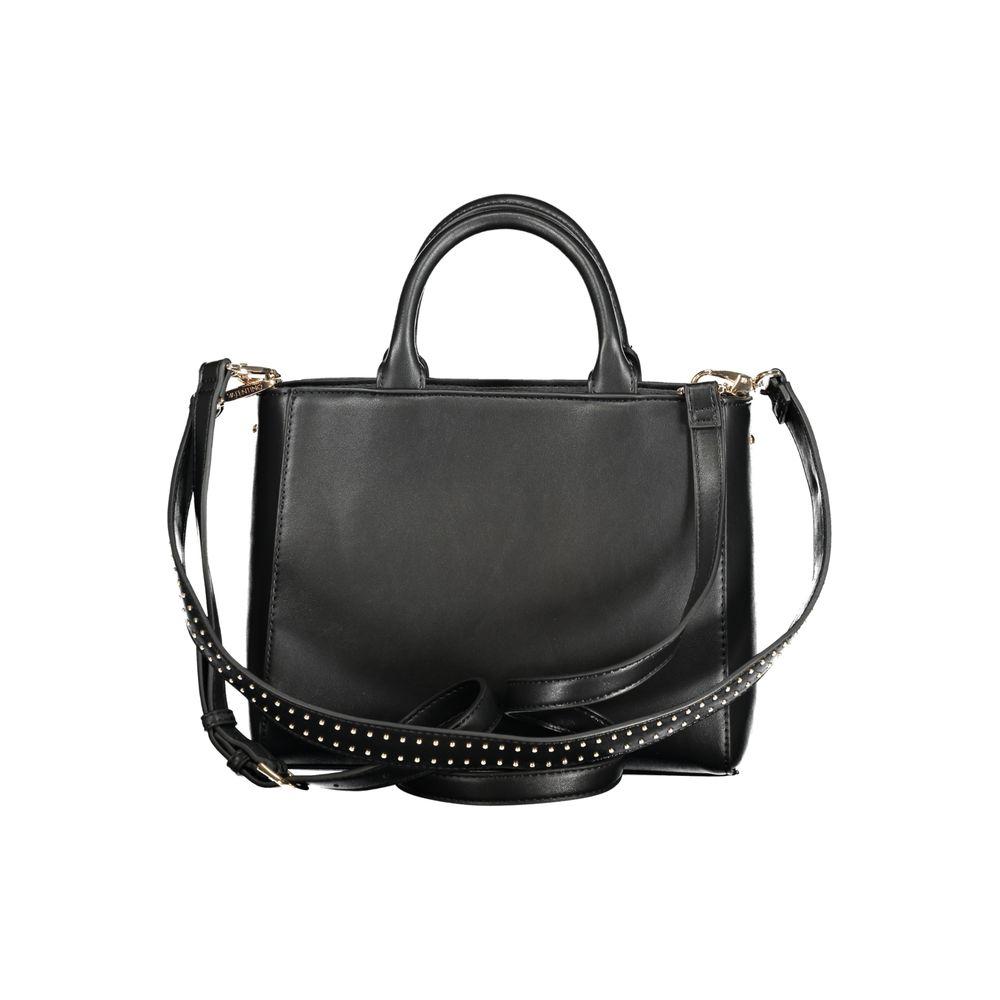 Valentino Bags black polyethylene handbag for women with handles and removable shoulder strap, showcasing elegance and versatility.