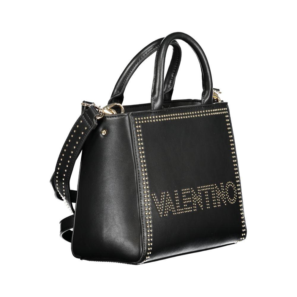 Stylish Valentino Bags black polyethylene handbag with studded design and versatile straps, combining elegance and durability for women.