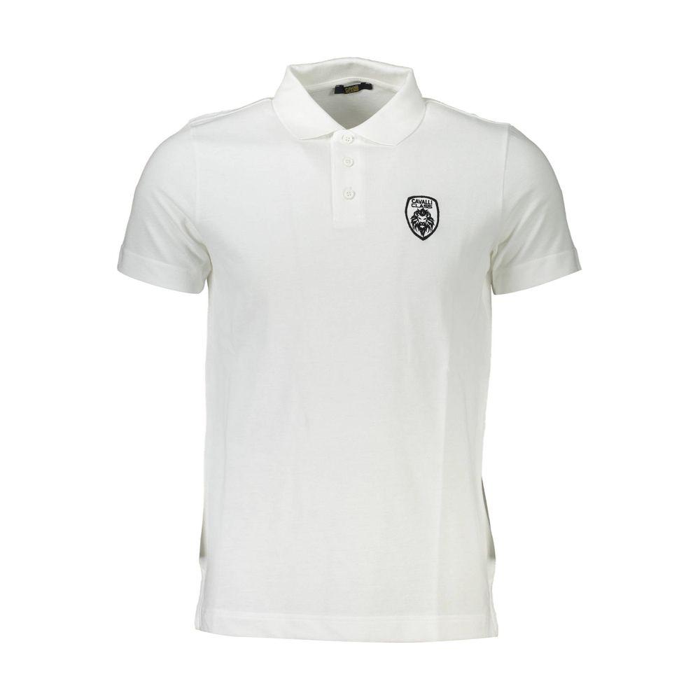 Cavalli Class White Cotton Men Polo Cavalli Class Light Gray