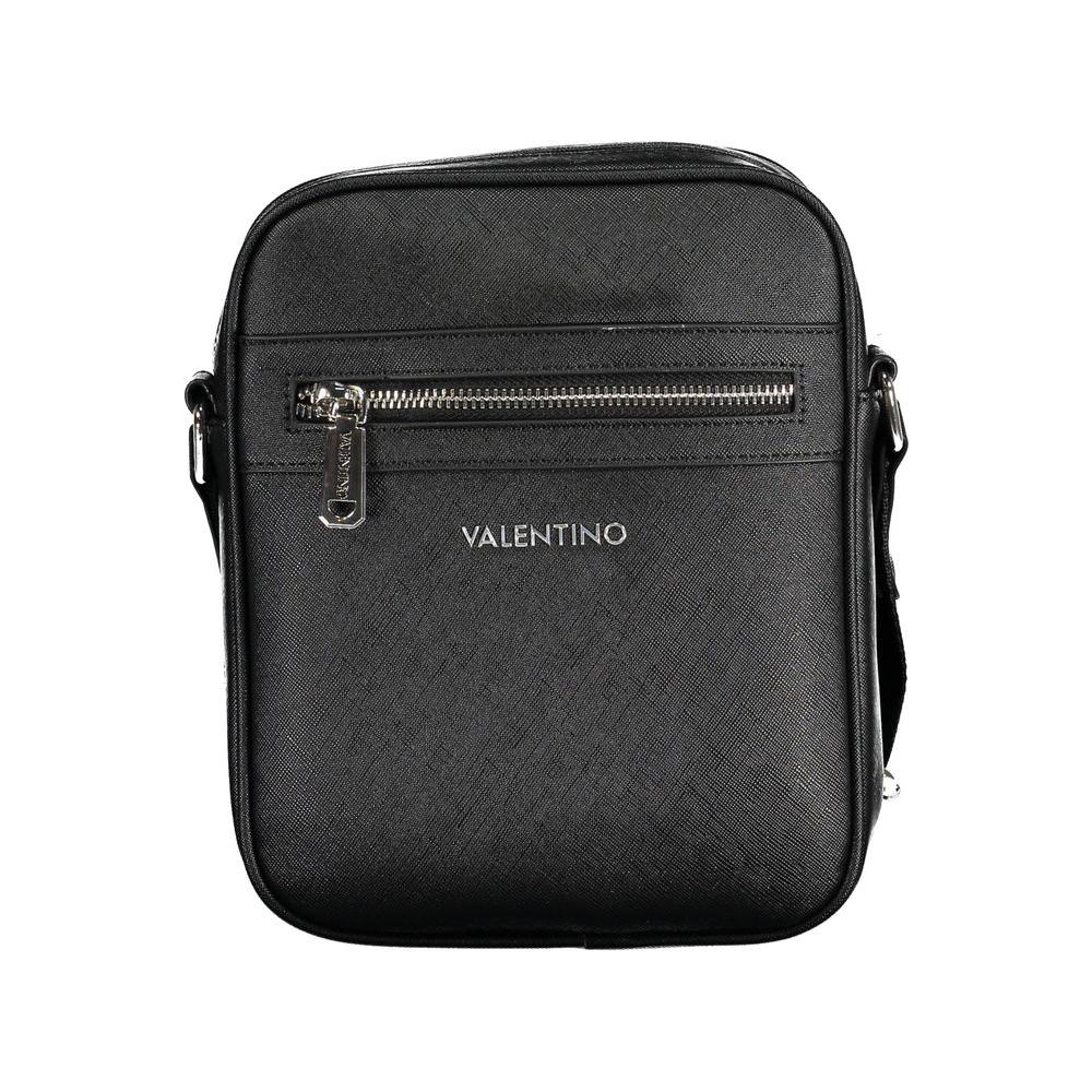 Valentino black polyethylene shoulder bag with adjustable strap, zip closure, logo, external and internal pockets.
