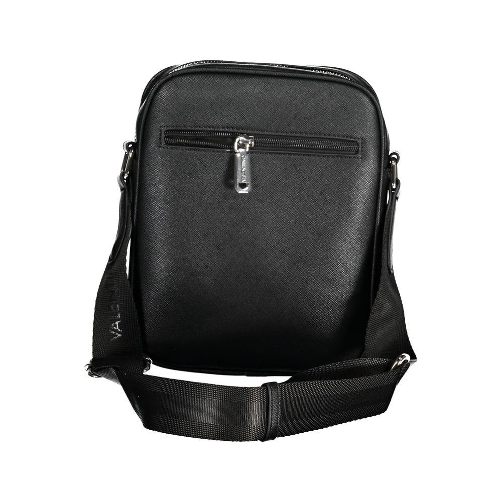 Valentino black polyethylene shoulder bag with adjustable strap, zip closure, and multiple pockets for convenience.