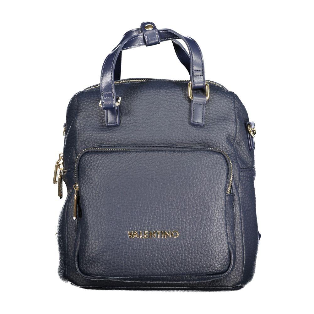 Valentino Bags blue polyethylene women's backpack with versatile handbag straps and chic design for style-conscious individuals.