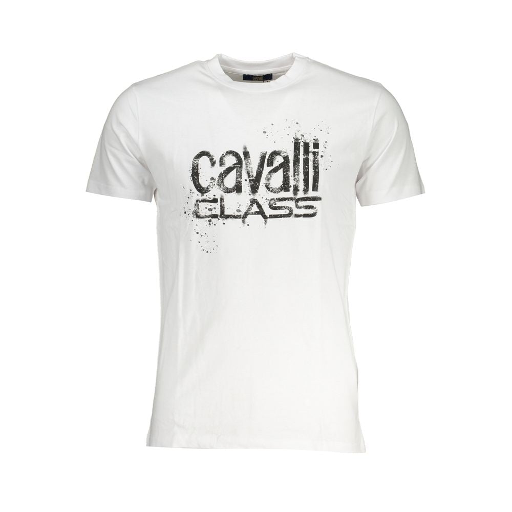 Cavalli Class White Cotton T-Shirt Cavalli Class Lavender
