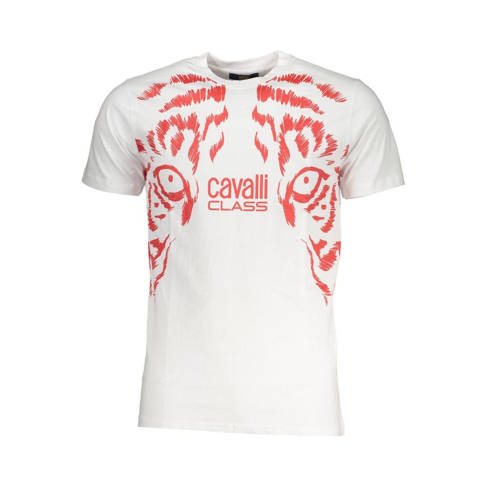 Cavalli Class White Cotton T-Shirt Cavalli Class Antique White