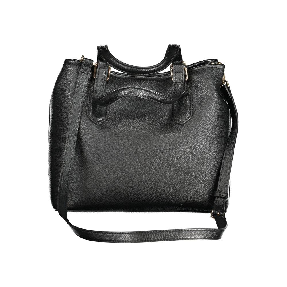 Valentino Bags black polyethylene handbag with dual handles and adjustable strap for versatile styling.
