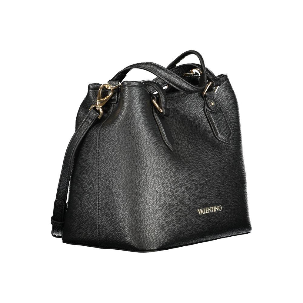 Valentino Bags black polyethylene women's handbag with dual handles and detachable shoulder strap, stylish and durable accessory.
