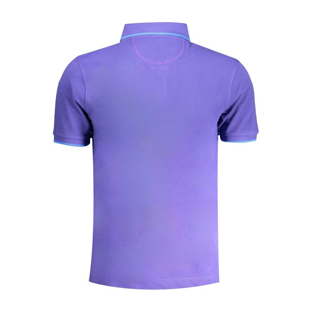 Purple cotton polo shirt with short sleeves, regular fit, 2 buttons, contrast details, embroidery, and logo by La Martina.