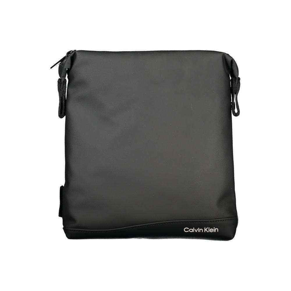 Calvin Klein elegant black shoulder bag with contrast details and logo, featuring an adjustable strap and interior pocket for organization.