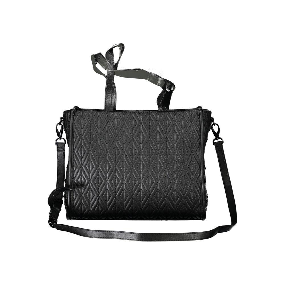 Valentino Bags black polyethylene women handbag with quilted pattern and adjustable strap