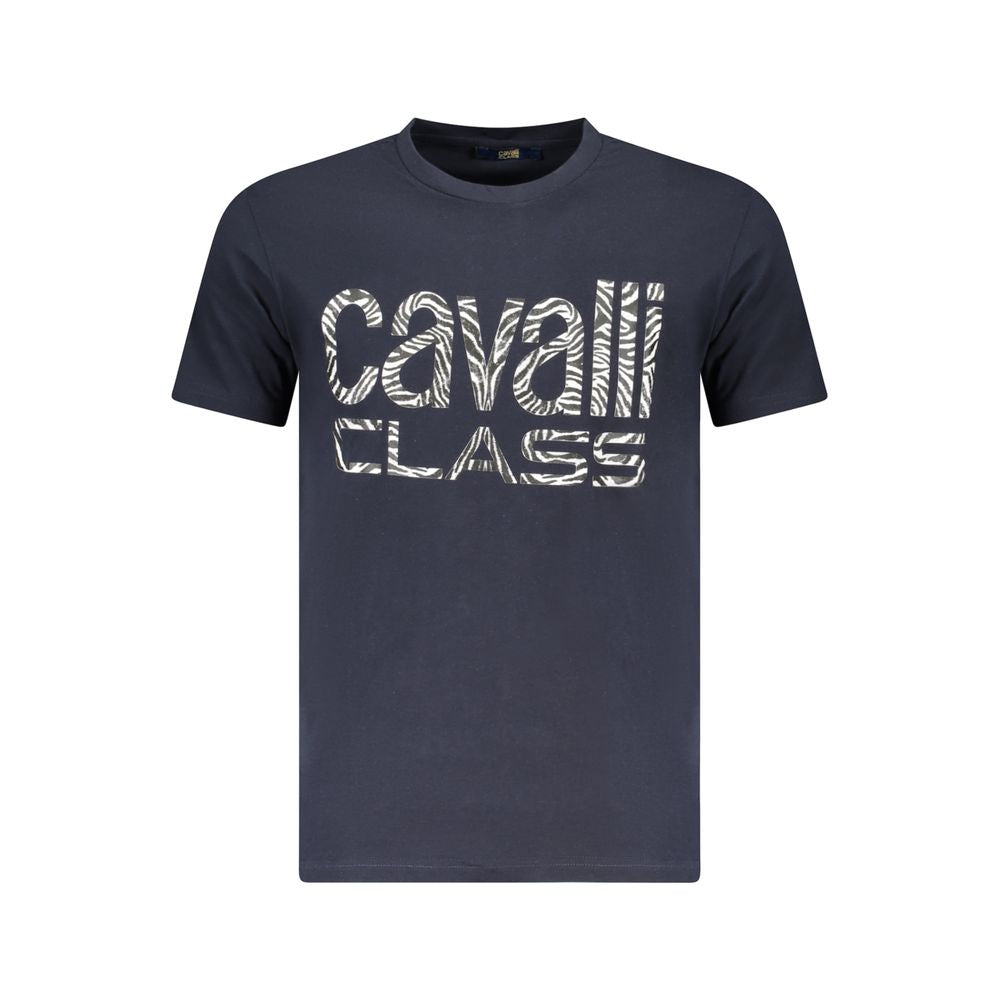 Cavalli Class Blue Cotton Men T-Shirt Cavalli Class Dark Slate Gray