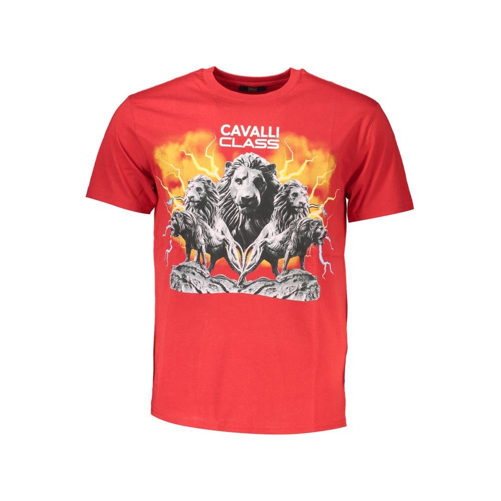 Cavalli Class Red Cotton Men T-Shirt Cavalli Class Tomato