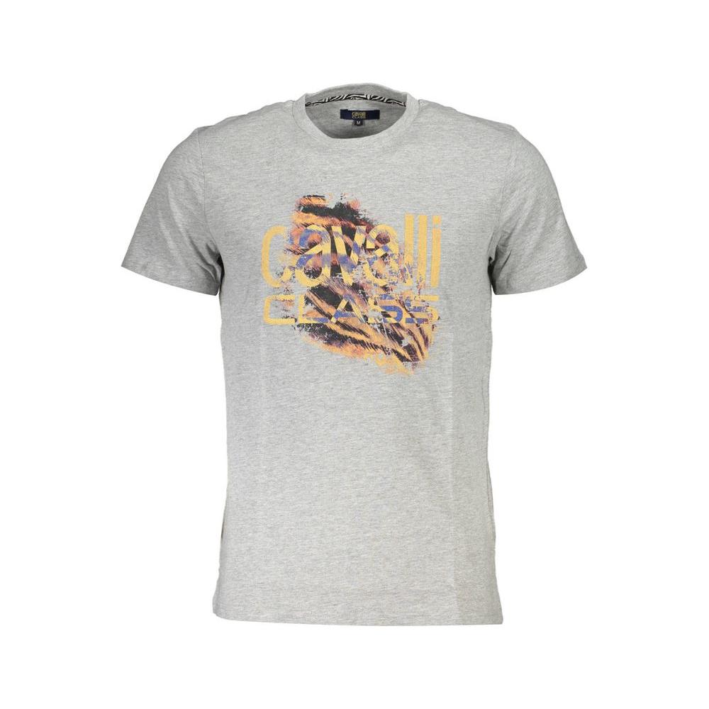 Cavalli Class Gray Cotton Men T-Shirt Cavalli Class Gray