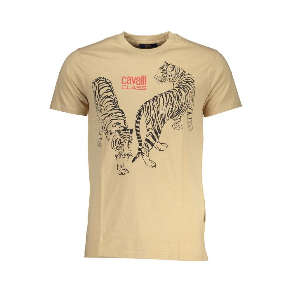 Cavalli Class Beige Cotton T-Shirt Cavalli Class Tan