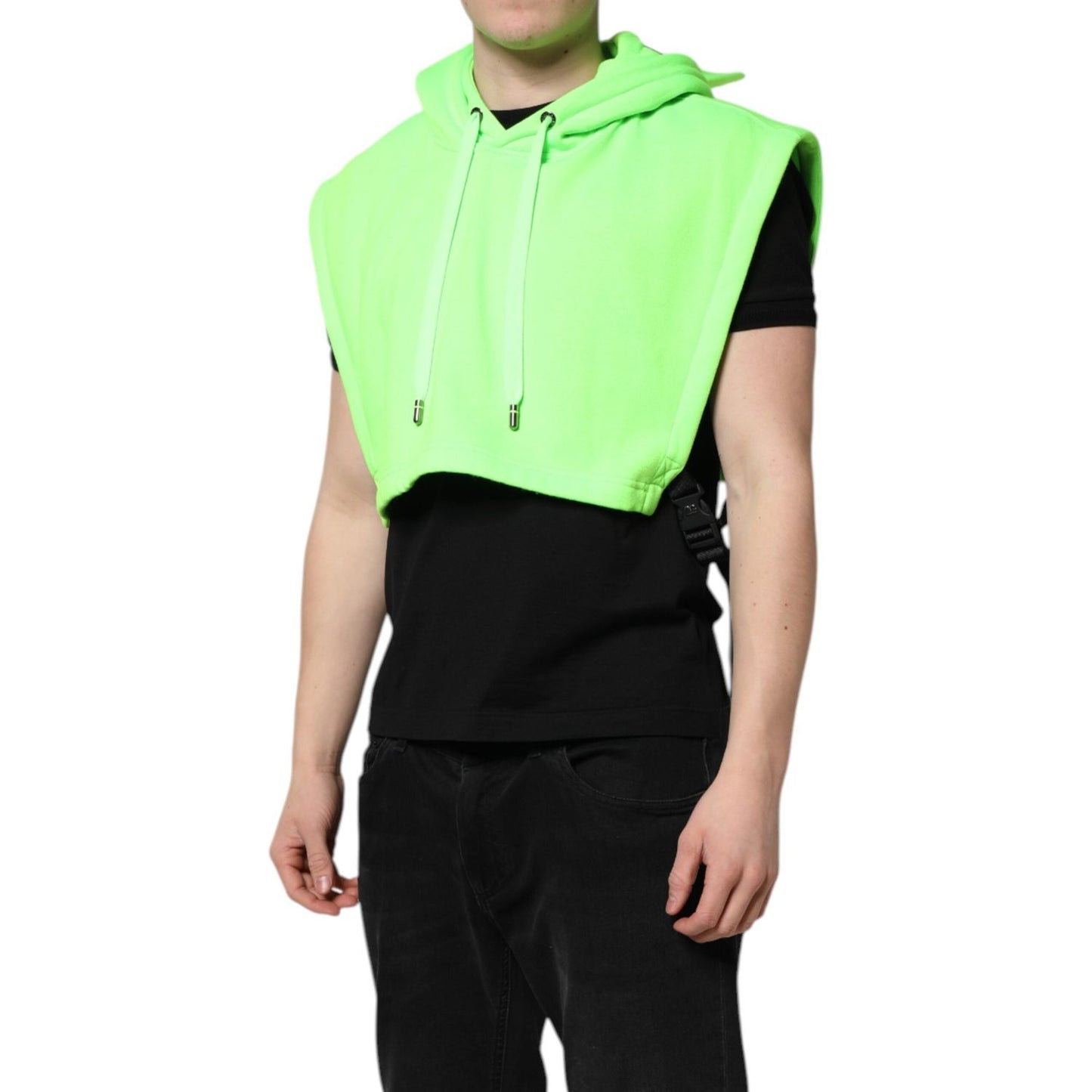 Dolce & Gabbana Green Polyester Hooded Sportswear Vest Sweater TSH90317