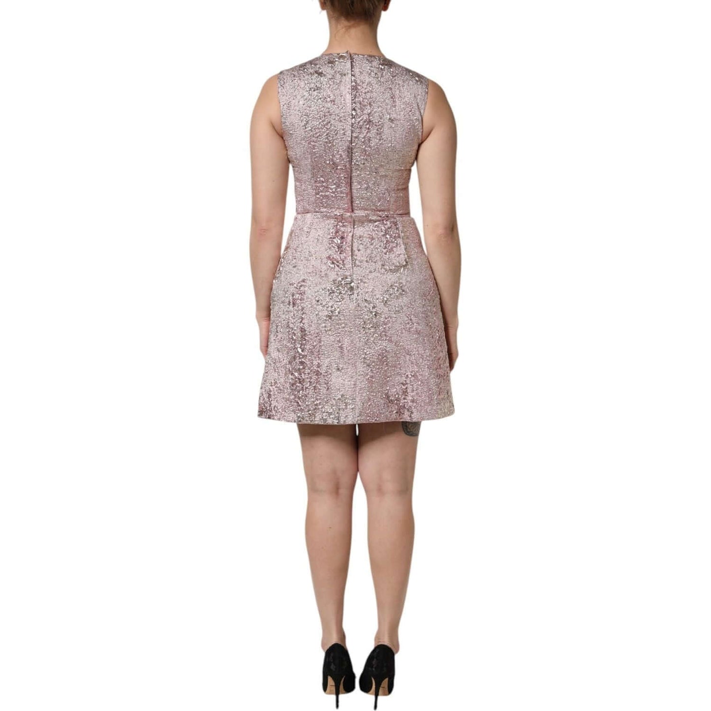 Dolce & Gabbana Pink Jacquard Sleeveless Sheath Mini Dress
