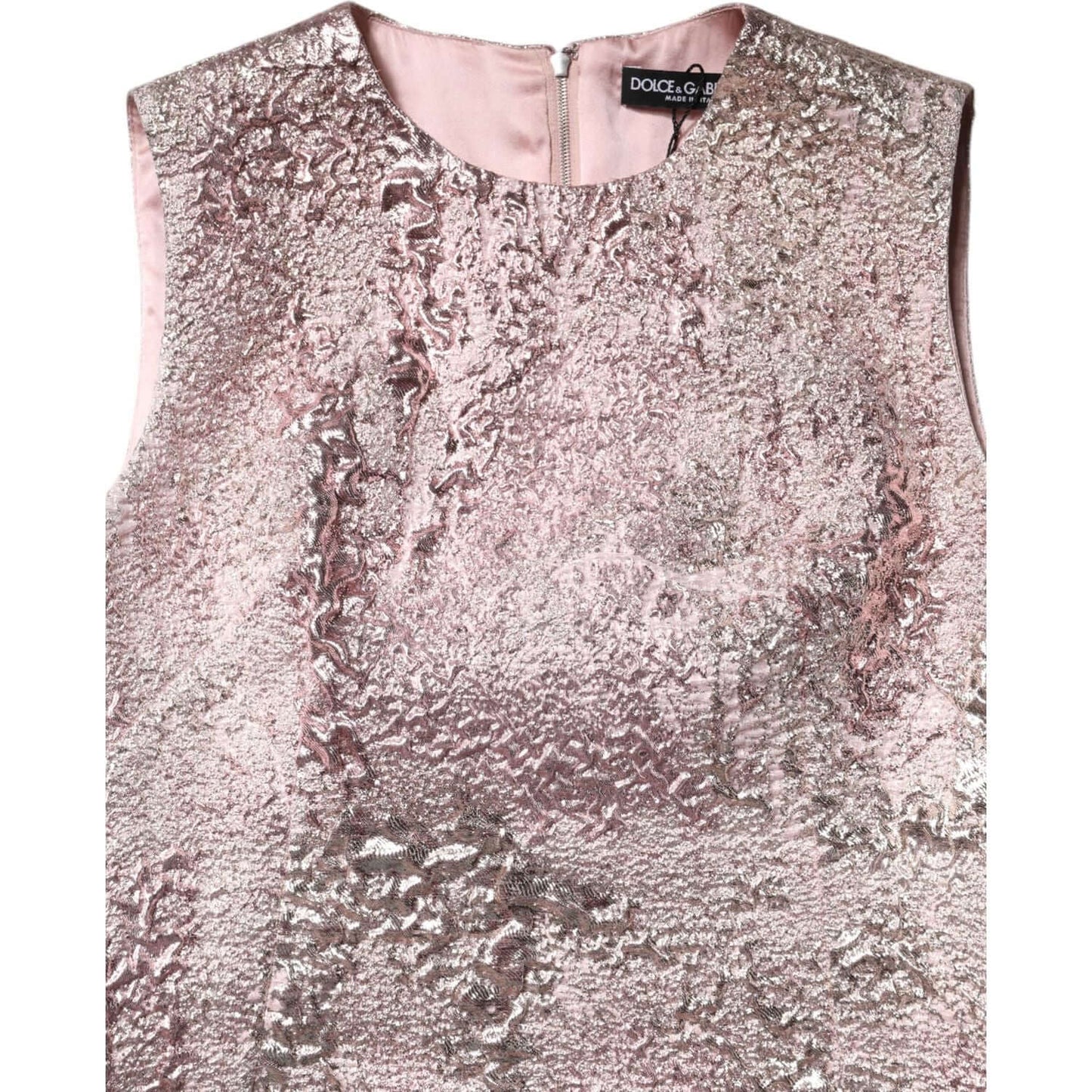 Dolce & Gabbana Pink Jacquard Sleeveless Sheath Mini Dress