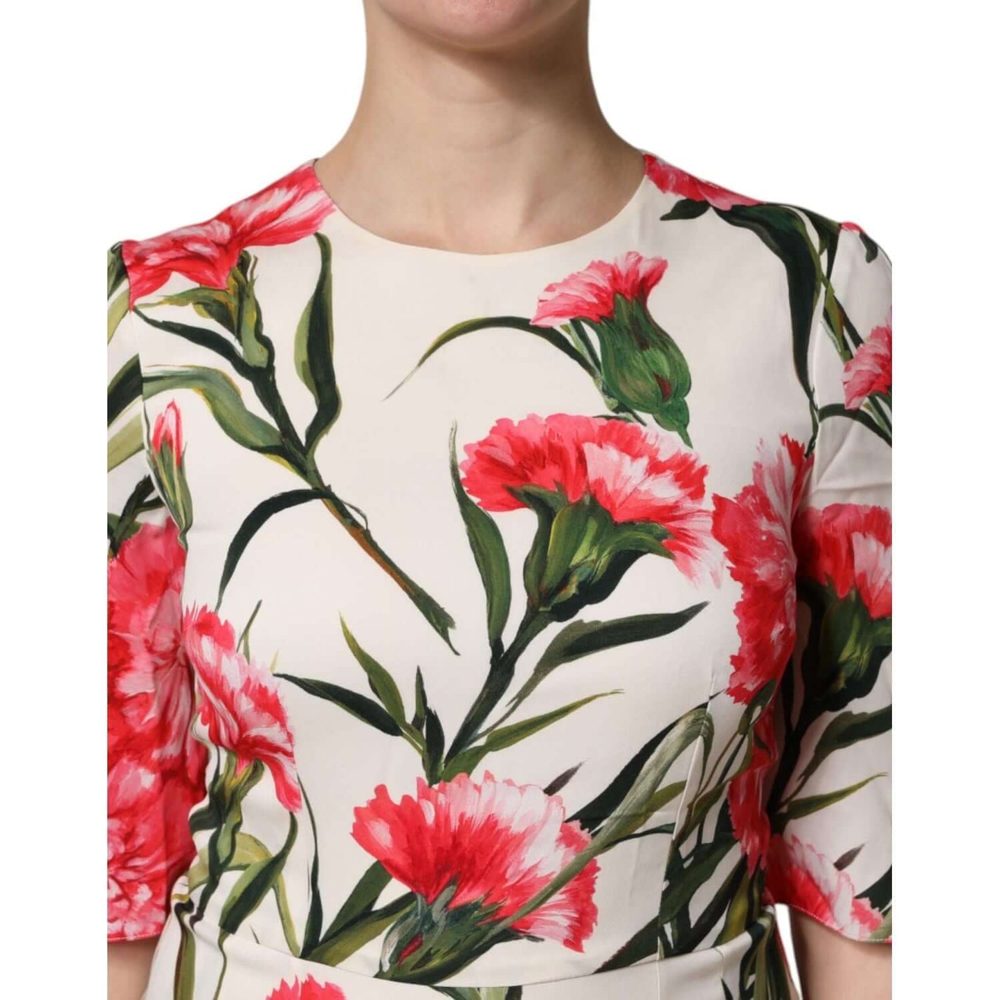 Dolce & Gabbana Pink Floral Print Short Sleeves Sheath Dress