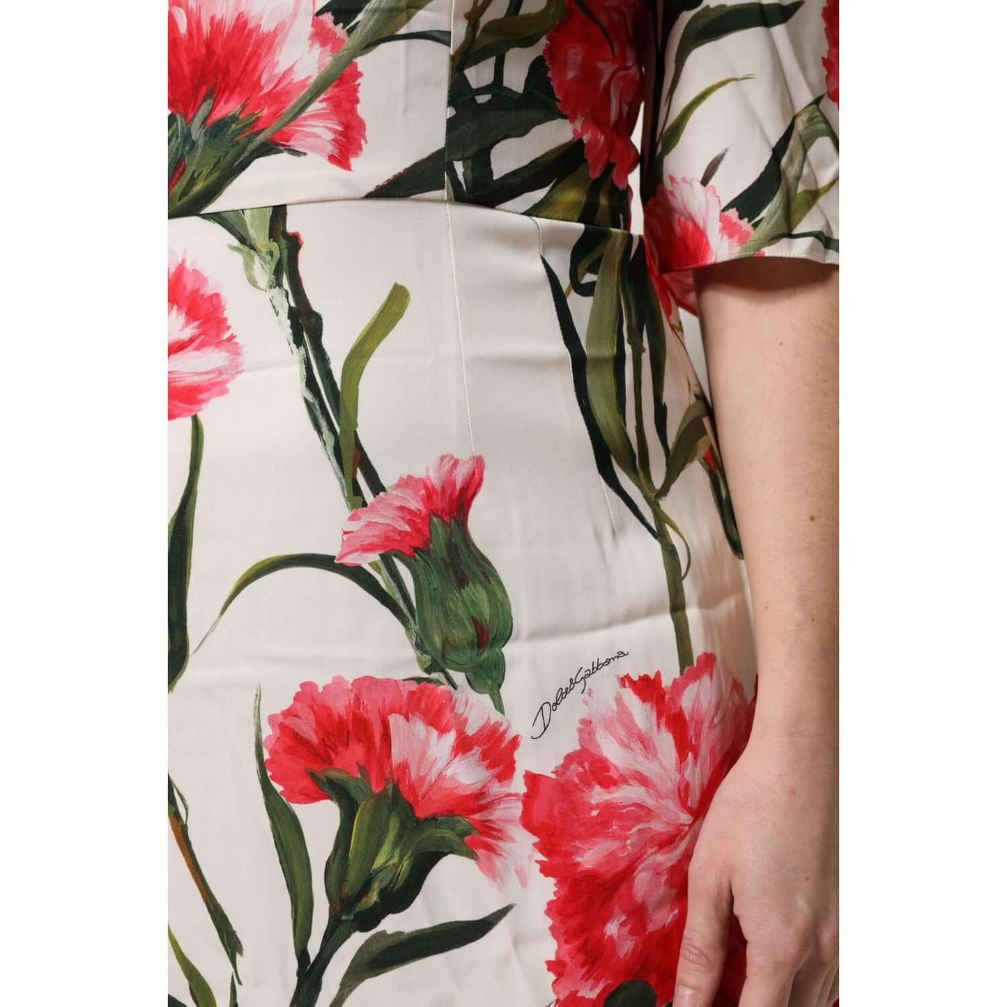 Dolce & Gabbana Pink Floral Print Short Sleeves Sheath Dress
