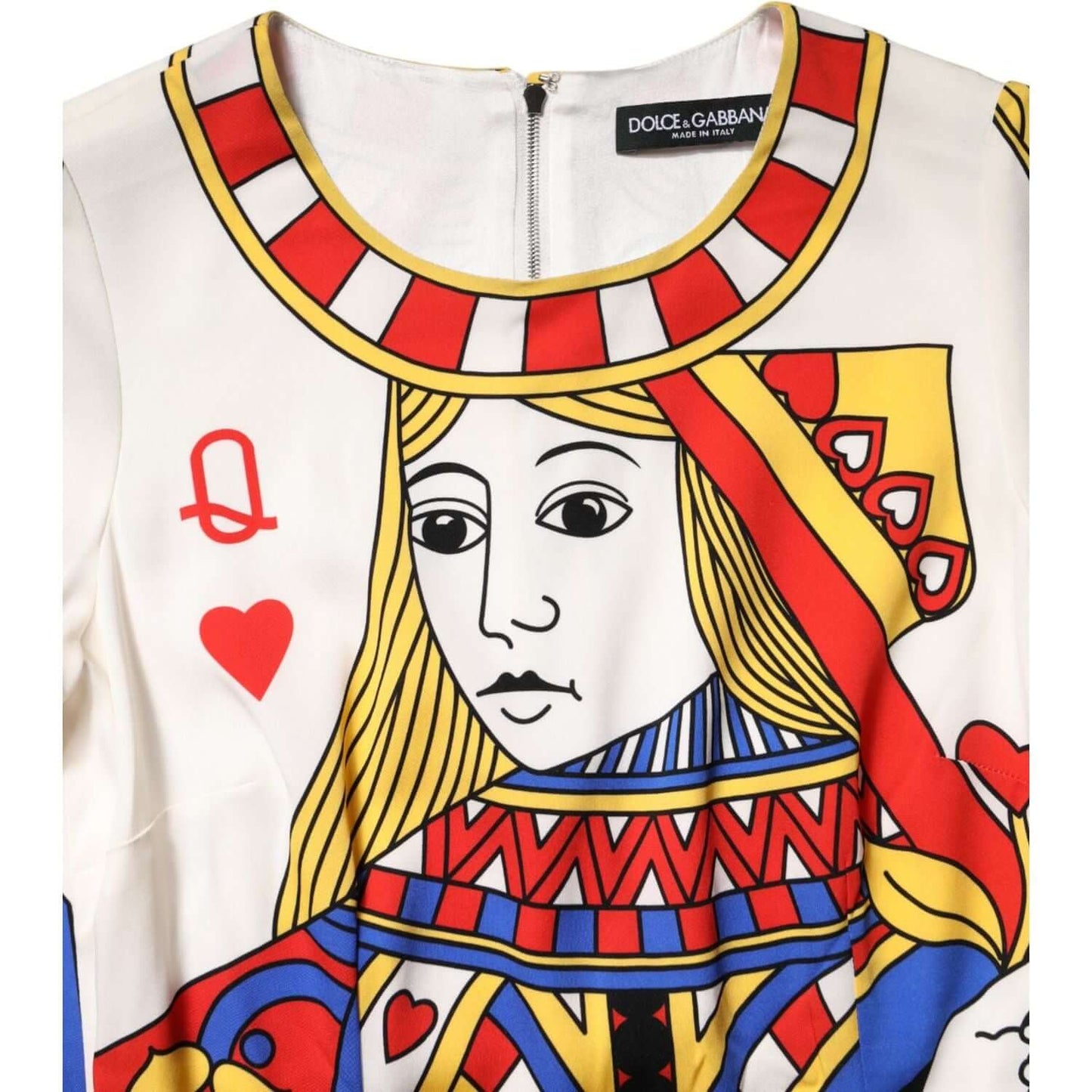 Dolce & Gabbana White Queen Of Heart Short Sleeve Midi Dress